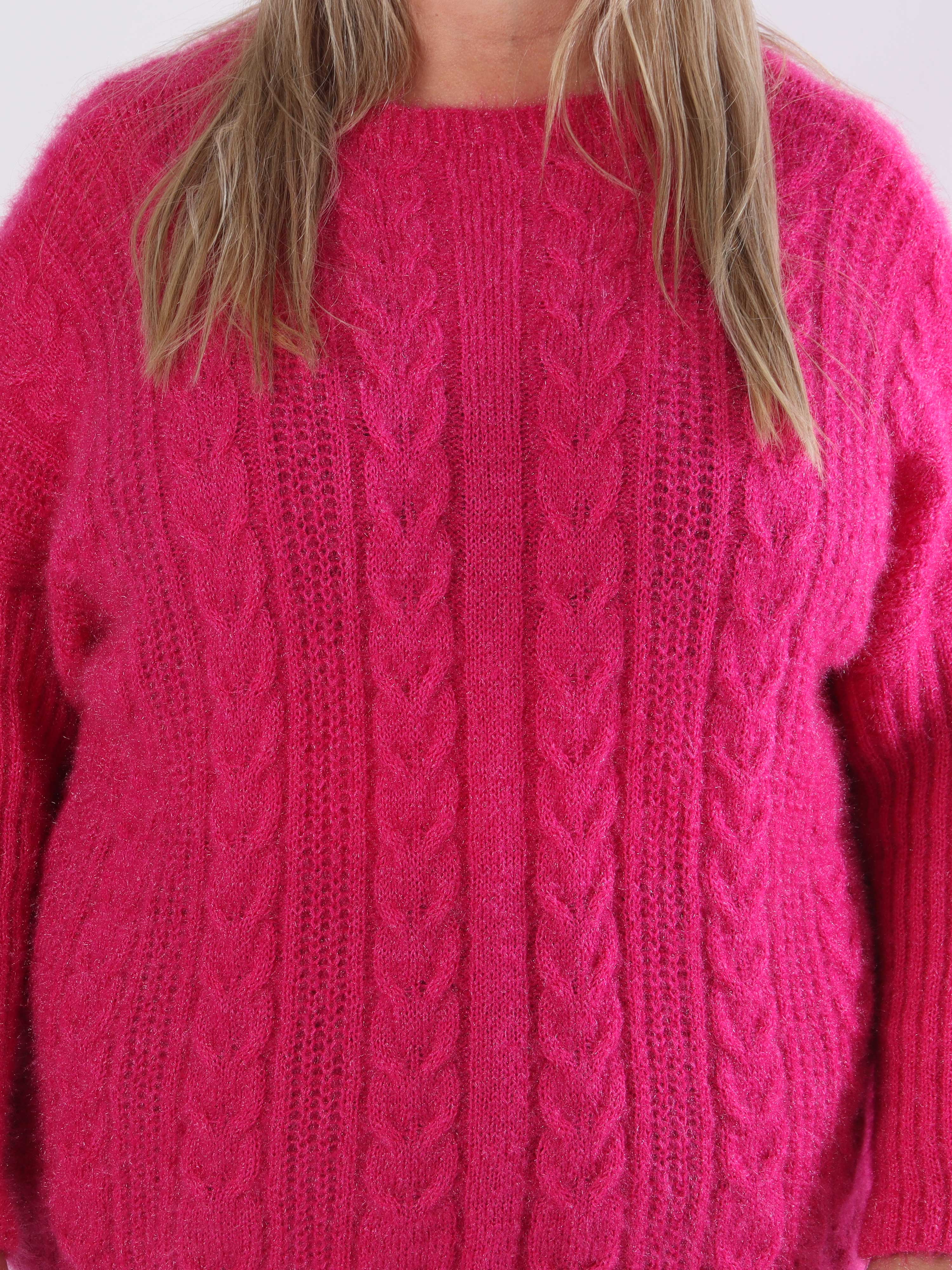 Johanna - Plus size stickad blus i glansig trikå